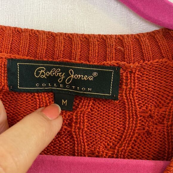 Golf Sweater Bobby Jones Rust Cable Knit Size Medium - Picture 2 of 6